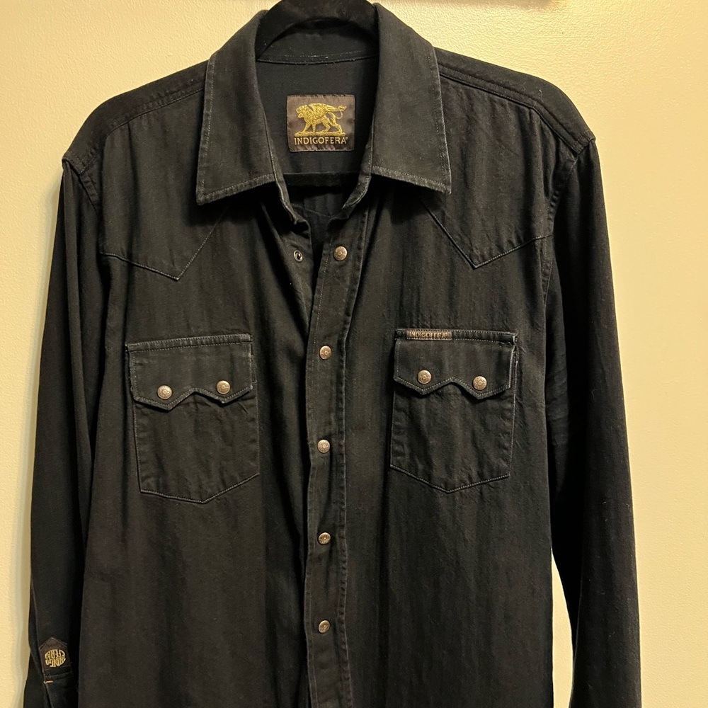 Indigofera Ryman shirt black petaca denim size Large